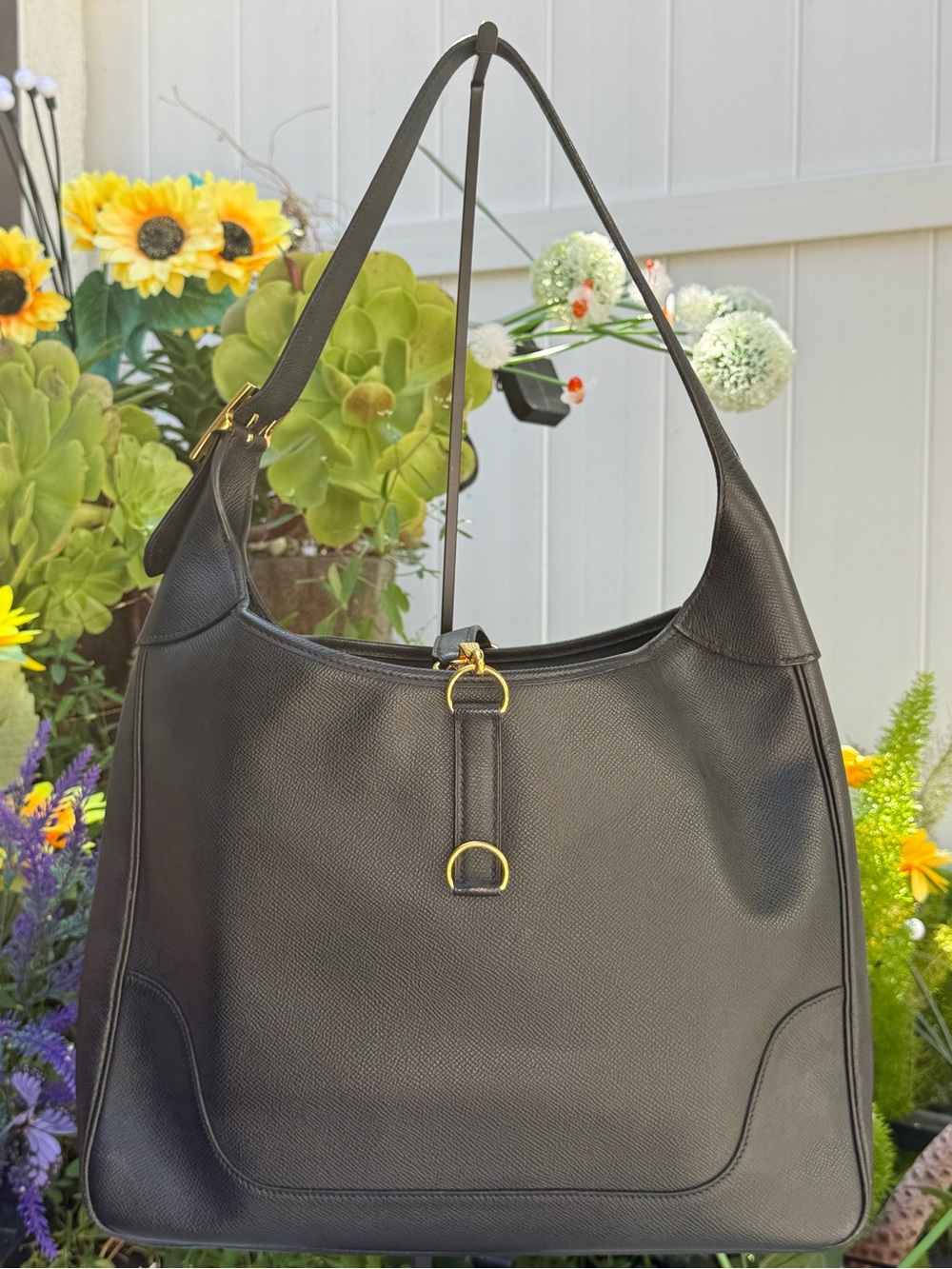 Vintage Hermes Trim 31 Gulliver in Evergrain Black 1990s